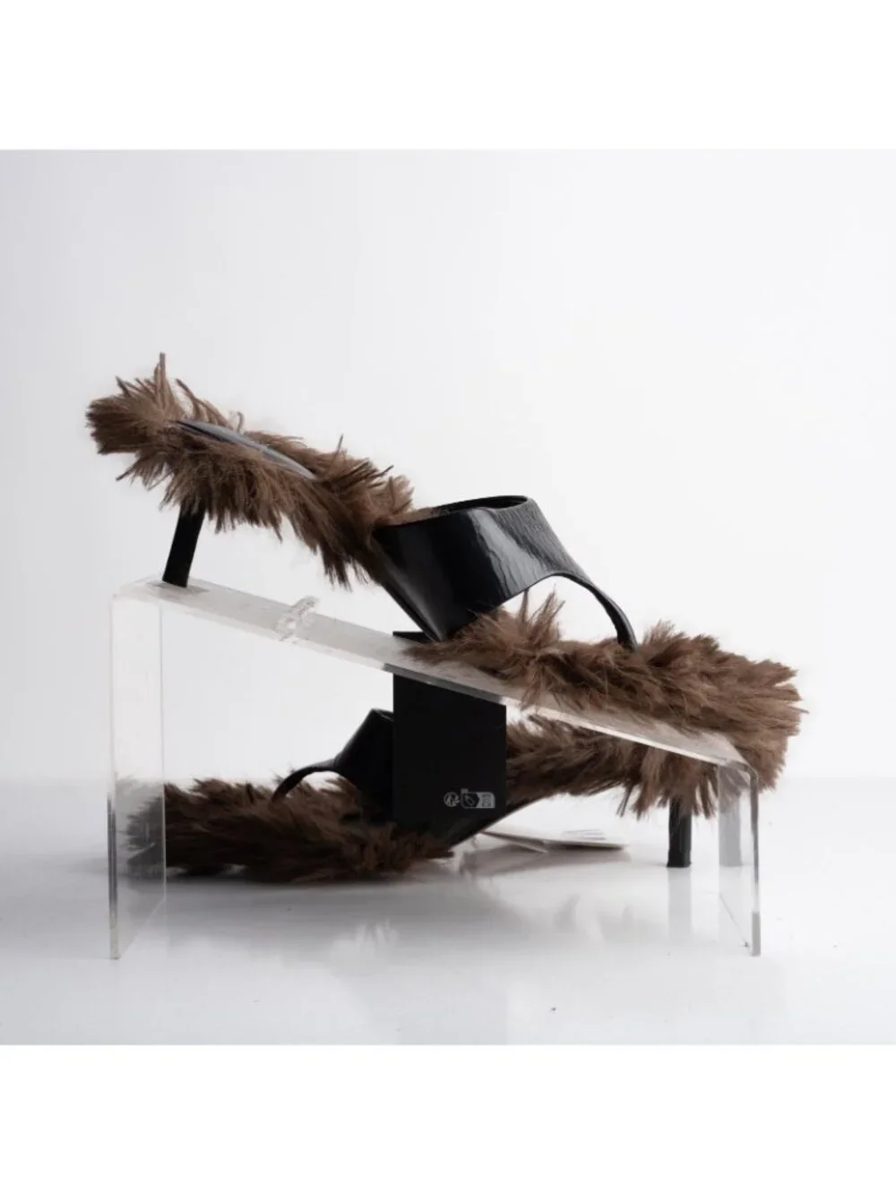 Zara Womens Leather Faux Fur sandals Thong Mule Heels Brown US 6.5 EU 37 NWD - Picture 3 of 8